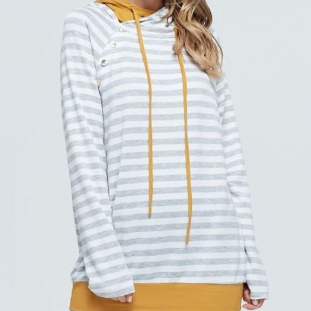 Striped Knit Hoodie